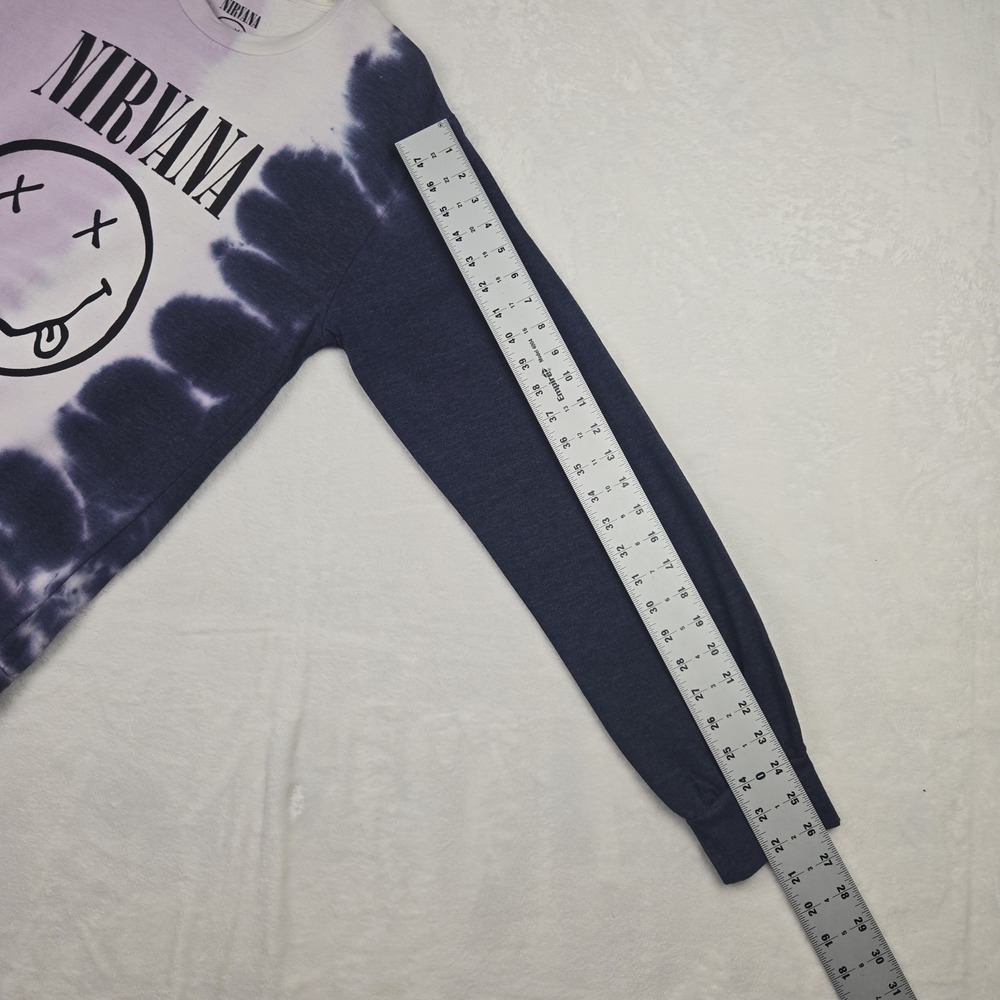 NWOT‎ Nirvana Womens Purple White Tie Dye Sweatshirt Size Large Smiley Face 90s - Picture 8 of 8